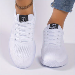Women's Striped Knit Sneakers Lightweight Low Top Casual Shoes