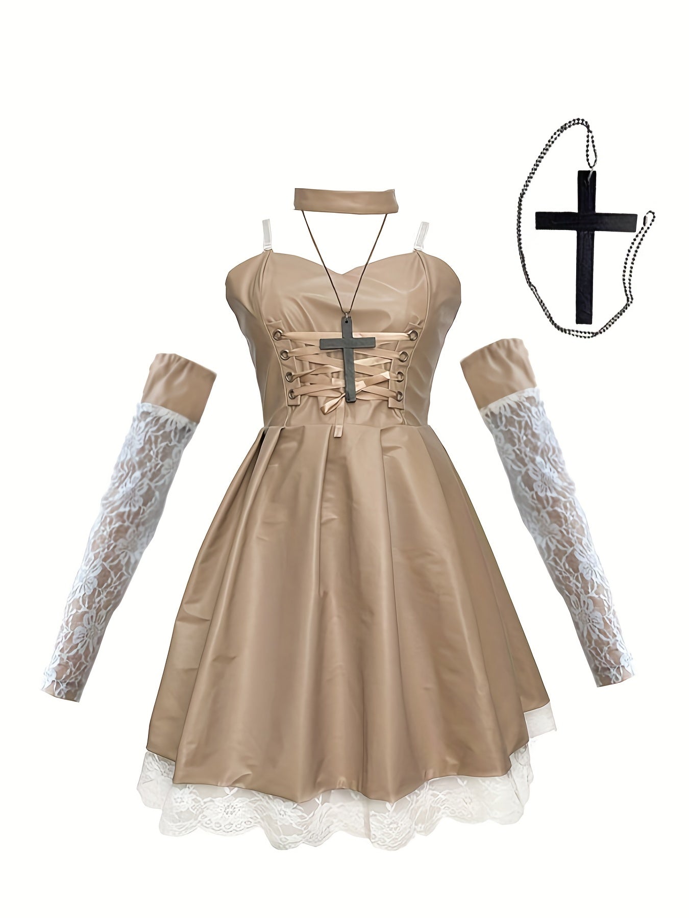 Japanese Anime Cosplay Dress Lace Trim Goth Style Costume
