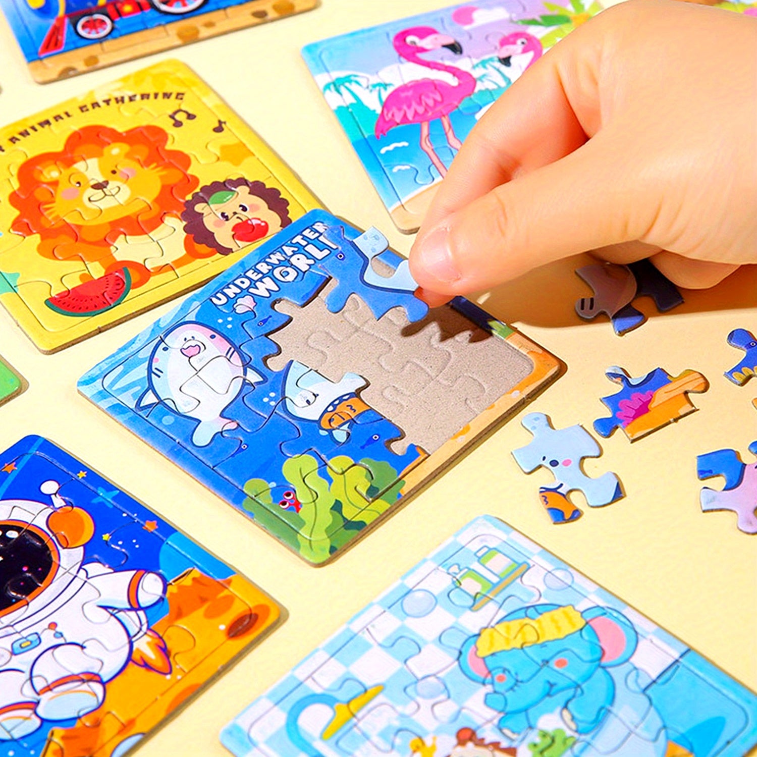 Educational Animal Cartoon Puzzle Toys - Colorful Square Puzzles for Kids