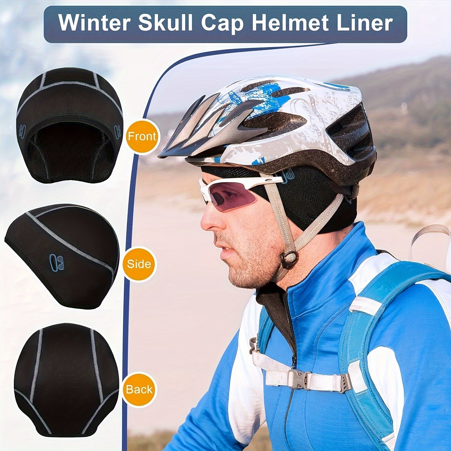 Winter Cycling Gloves & Skull Hat Helmet Liner Set