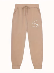 Letter Print Joggers With Pockets Men's Drawstring Pants