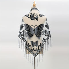Tassel Butterfly Print Shawl Triangular Scarf for Women