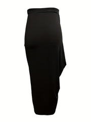 Ruched Split Skirt Vacation Asymmetric High Waist Skirt