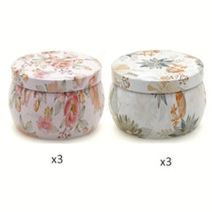 6PCS Flower Pattern Metal Jar Storage Box
