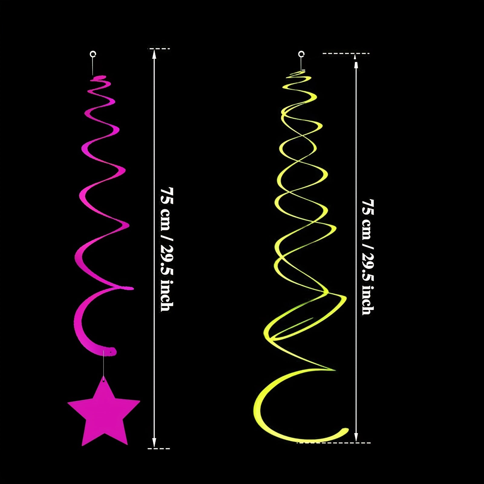 20Pcs Neon Star Swirl Hanging Decorations Glow Party Ceiling Decorations