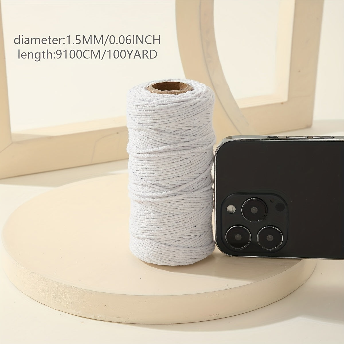 3 Strand Cotton Thread Soft Rope For Wall Hangings Plant Hangers Crafts 91m
