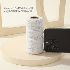 3 Strand Cotton Thread Soft Rope For Wall Hangings Plant Hangers Crafts 91m