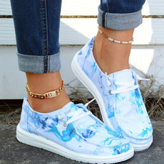 Women's Tie Dye Boat Shoes Lightweight Lace Up Sneakers