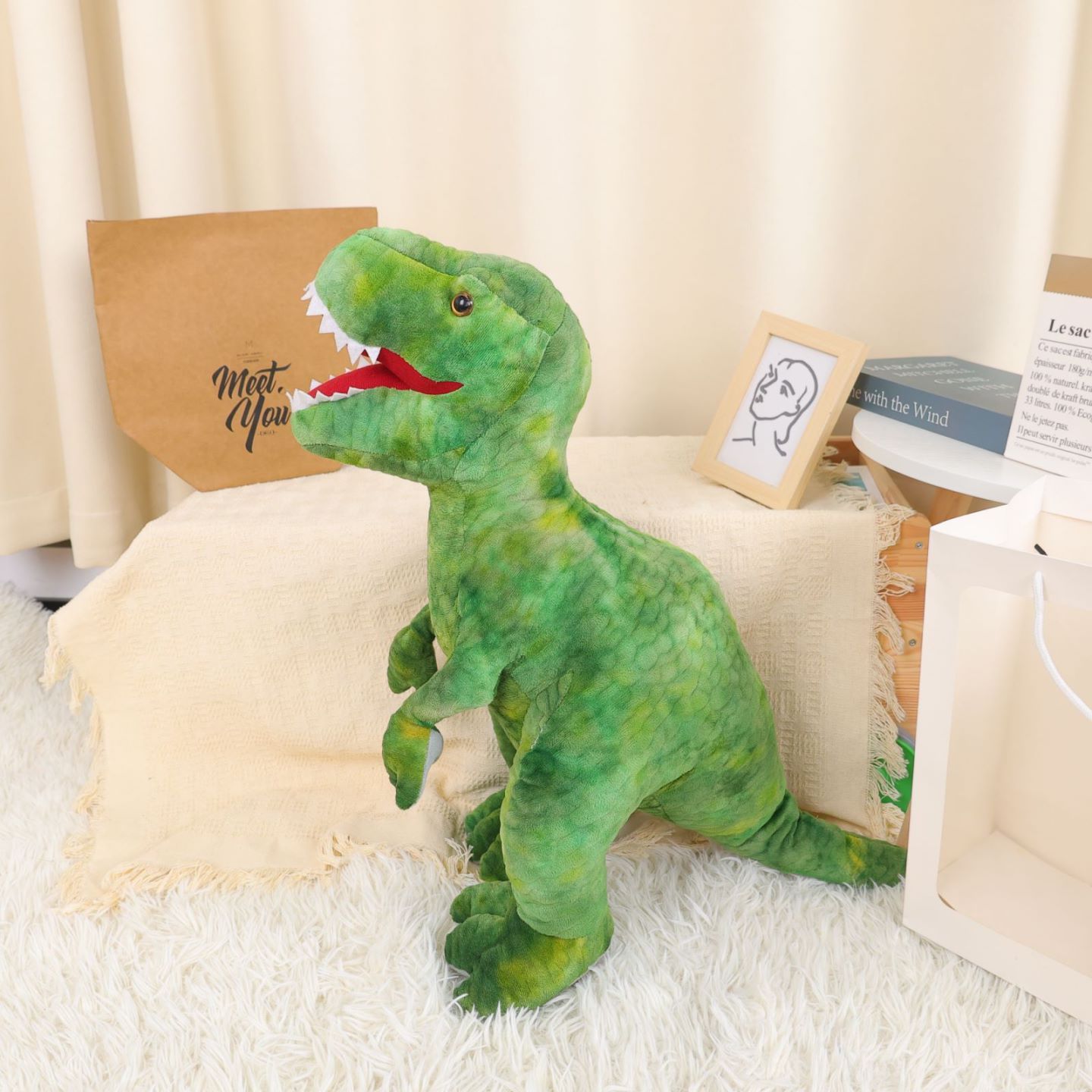 Realistic Dinosaur Plush Toy with Teeth & Spiky