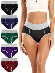 Women's Plus Size Panties Set High Waisted Double Layered Briefs Five Piece Set