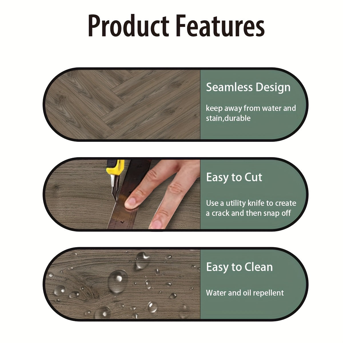 Wood Grain Waterproof Floor Stickers Self adhesive