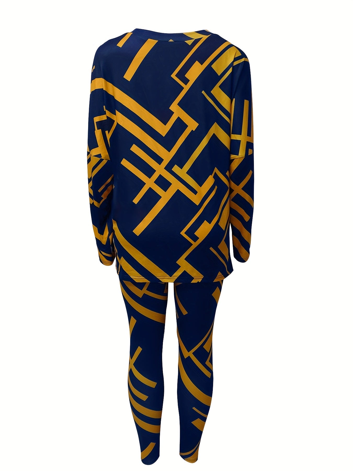Women's Plus Geo Print Top & Leggings Two Piece Set