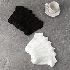 12 Pairs Solid Comfy Breathable All-match Women's Socks Stockings & Hosiery