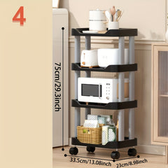 3 4 Tier Utility Cart Rolling Storage Shelves Kitchen Living Room Office