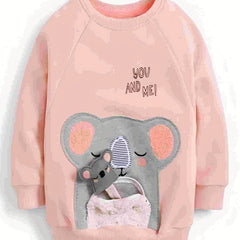 Animal Embroidered Zip Pocket Toddler Girls Sweatshirt
