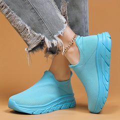 Mesh Slip On Breathable Flying Woven Shoes Soft Comfort Shock Absorption
