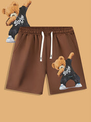 Funny Bear Print Men's Summer Shorts for Sports Casual Loose Outdoor