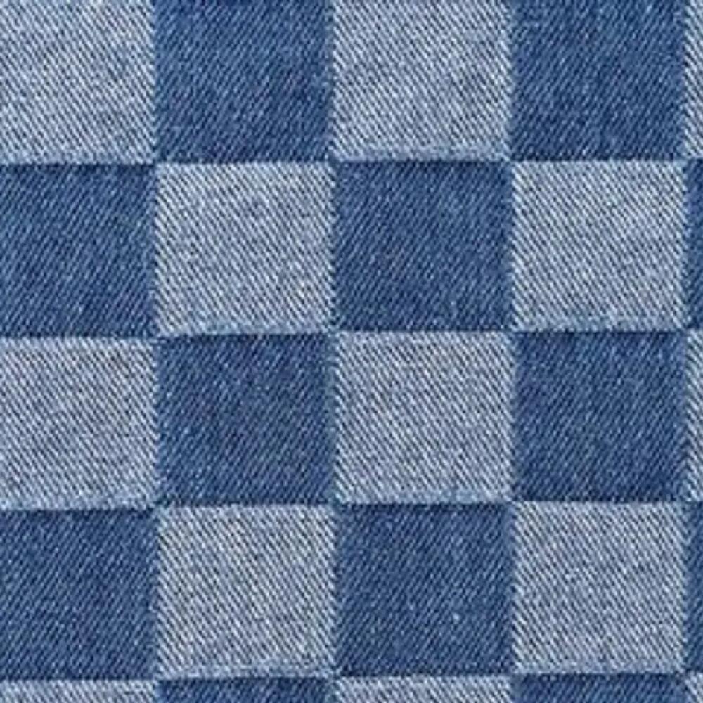 1yard Plaid Jacquard Washed Denim Fabric Checkerboard Coat DIY