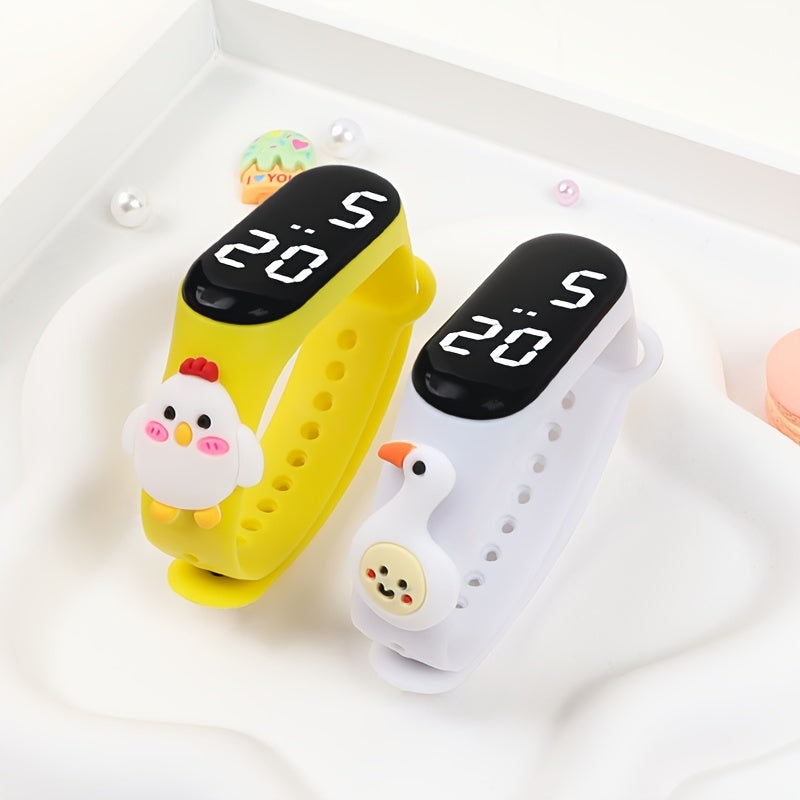 2pcs Animal LED Bracelet Watches for Kids Digital Display Soft TPU Band