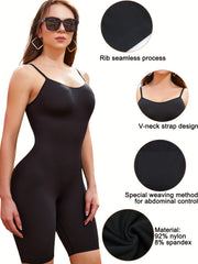 Ribbed Slimmer Slip Romper Tummy Control Butt Lifting Yoga Sports Body Shaper
