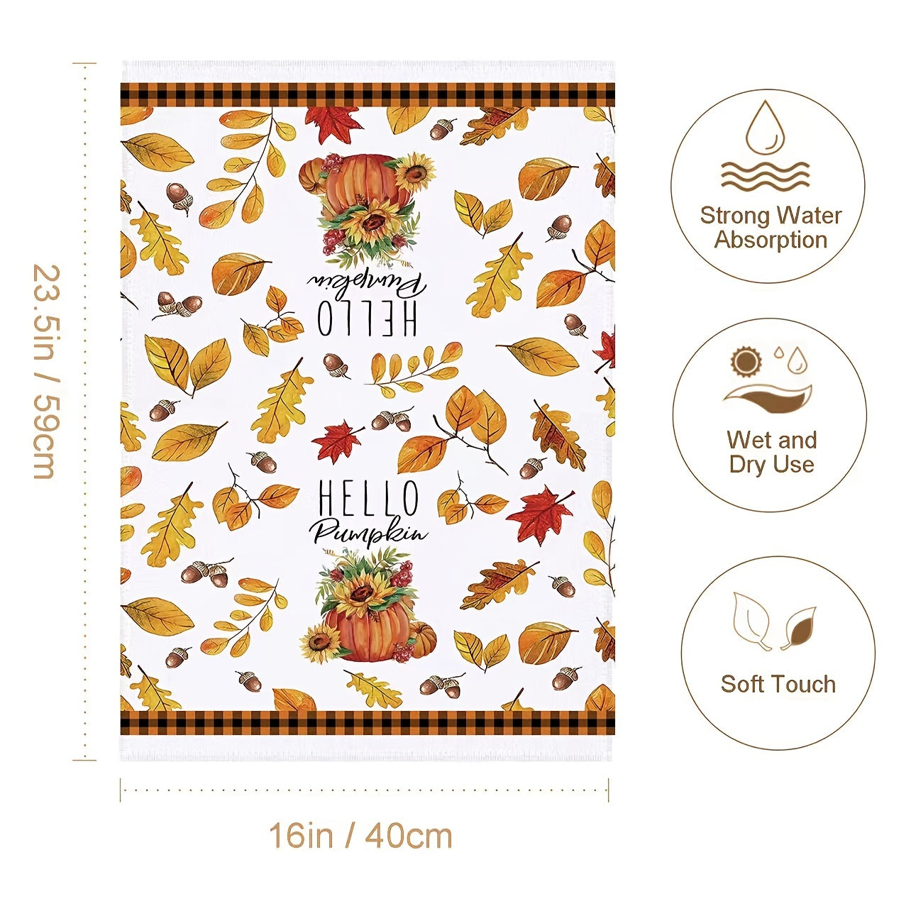 Fall Series Hand Towel Thanksgiving Pumpkin Turkey Kitchen Decor
