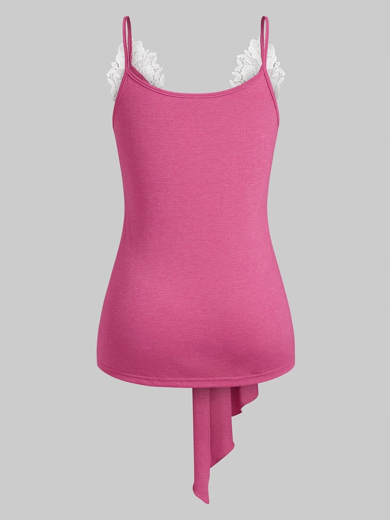 Contrast Lace Asymmetrical Cami Tank Plus Size Top High Stretch