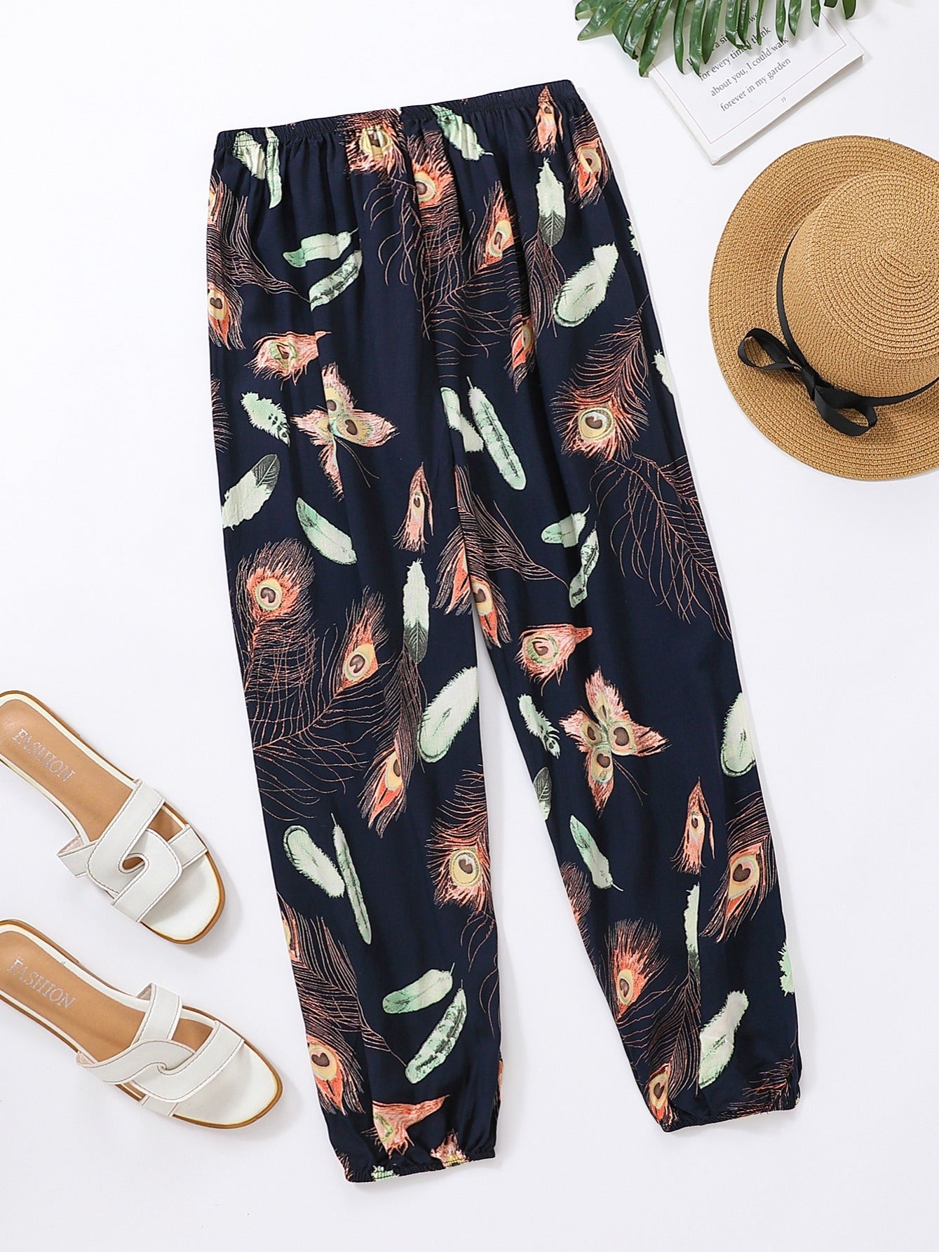 Kids Floral Print Casual Leg Pants