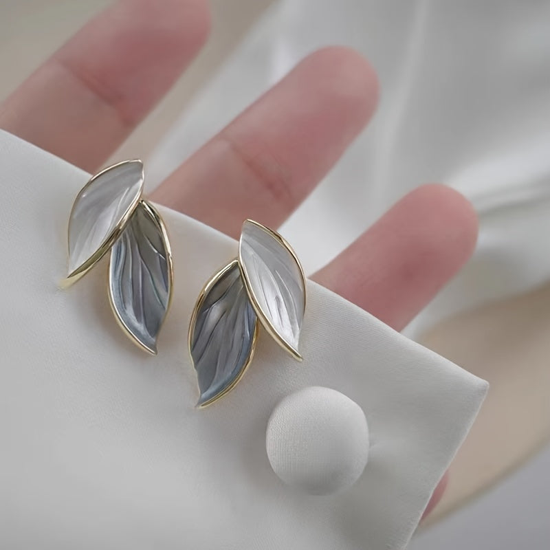 2pcs Leaf Shape Stud Earrings Sweet Earrings For Girls Kids