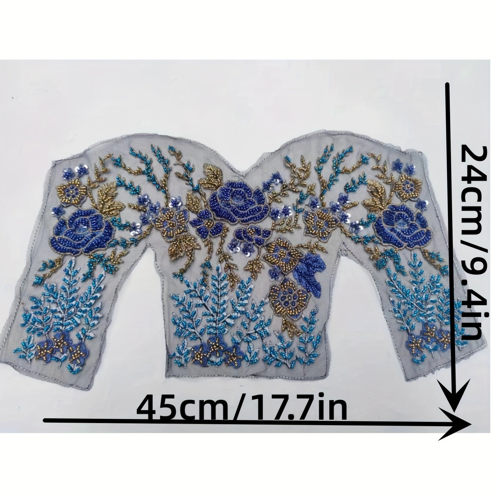 Beaded Tube Embroidered Lace Patch Applique Flower Sticker
