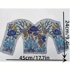Beaded Tube Embroidered Lace Patch Applique Flower Sticker