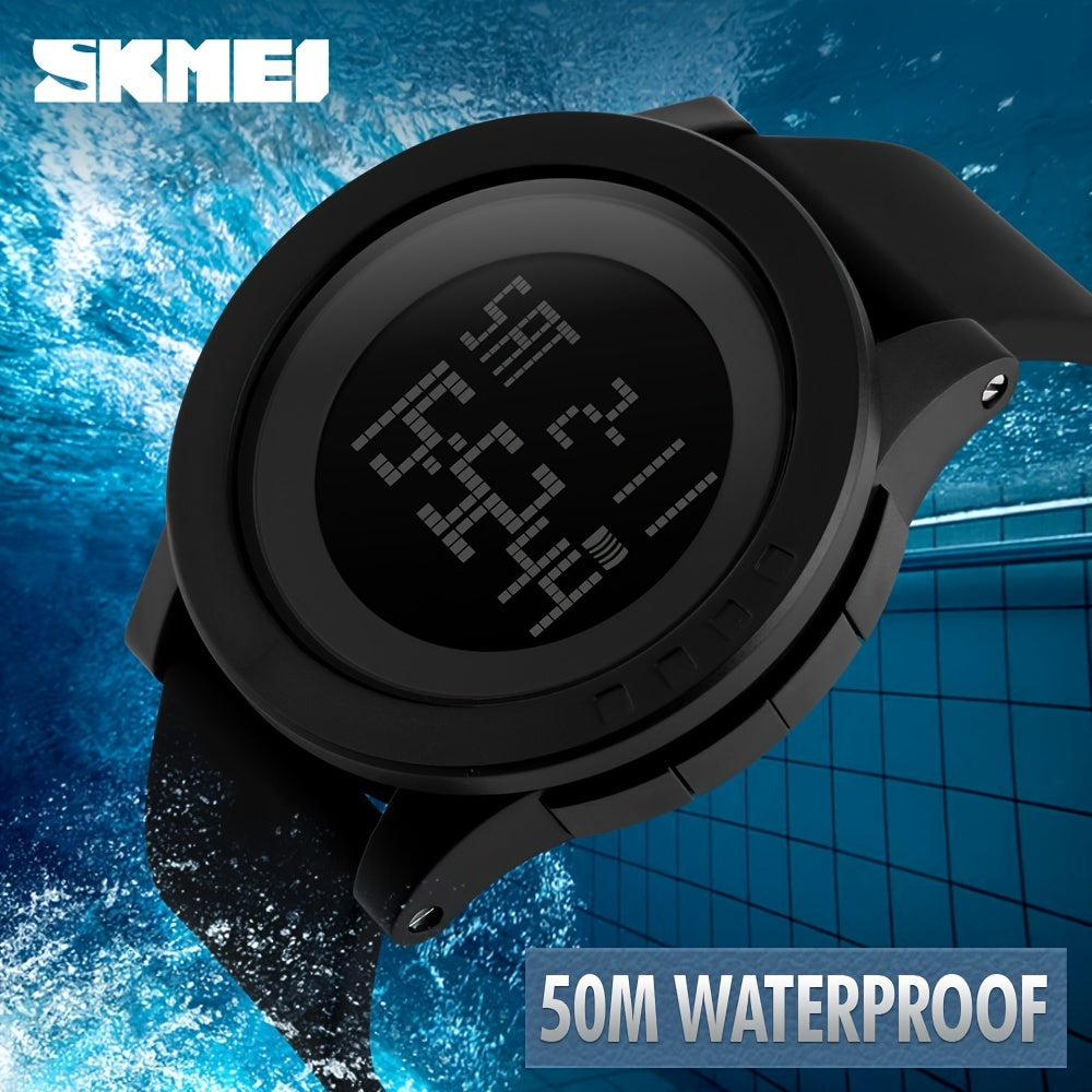 Unisex Sporty Round Electronic Watch Waterproof Casual Military Wristwatch