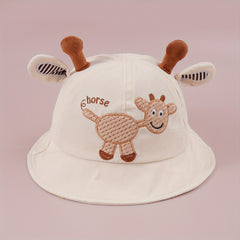 Cartoon Giraffe Embroidery Fisherman's Hat for Baby