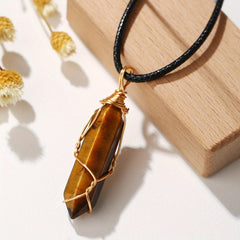 12 Colors Hexagon Pendant Necklace Crystal Lucky Stone Graduation Gift