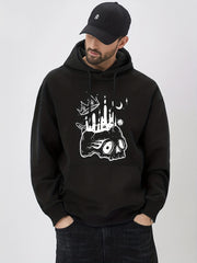Skull Crown Print Hoodie Men's Casual Graphic Pullover Hoodie