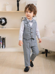 Boys Gentleman Outfits Long Sleeve Shirt&Pants&Vest Set