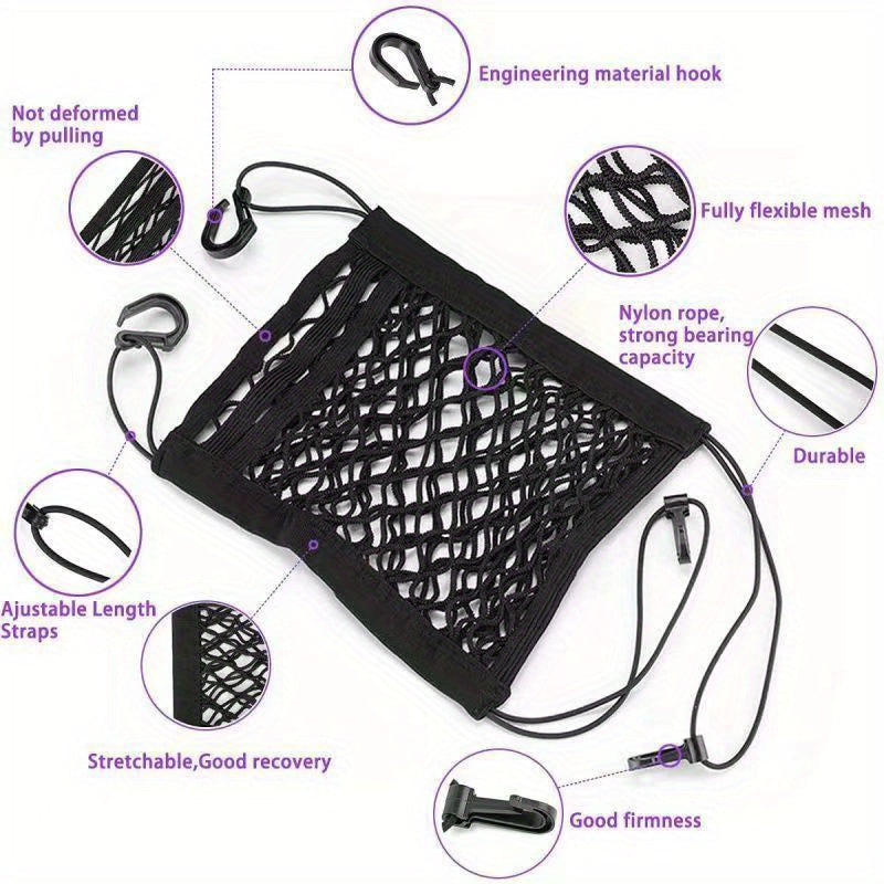 Car Net Front Seat Mesh Organizer 3 Layer Car Barrier Convenient Storage