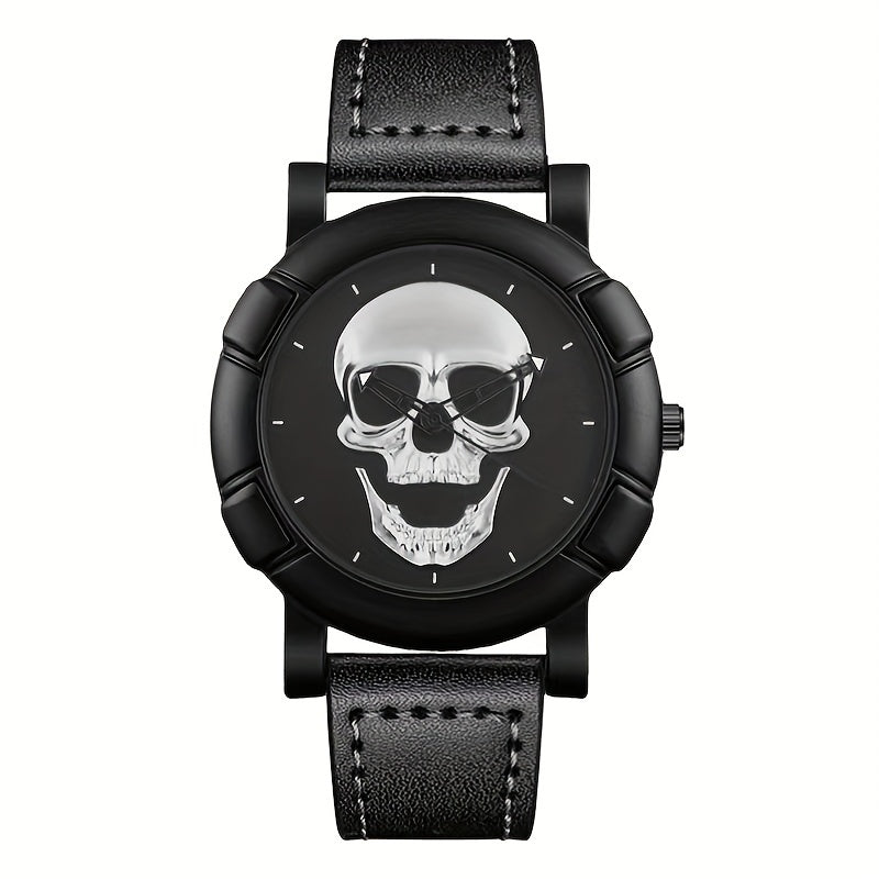 Hiphop Men's Watch Skull Pattern Quartz Wristwatch Set