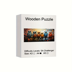 Owl Family Wooden Puzzle Irregular Animal Shaped Jigsaw Puzzle