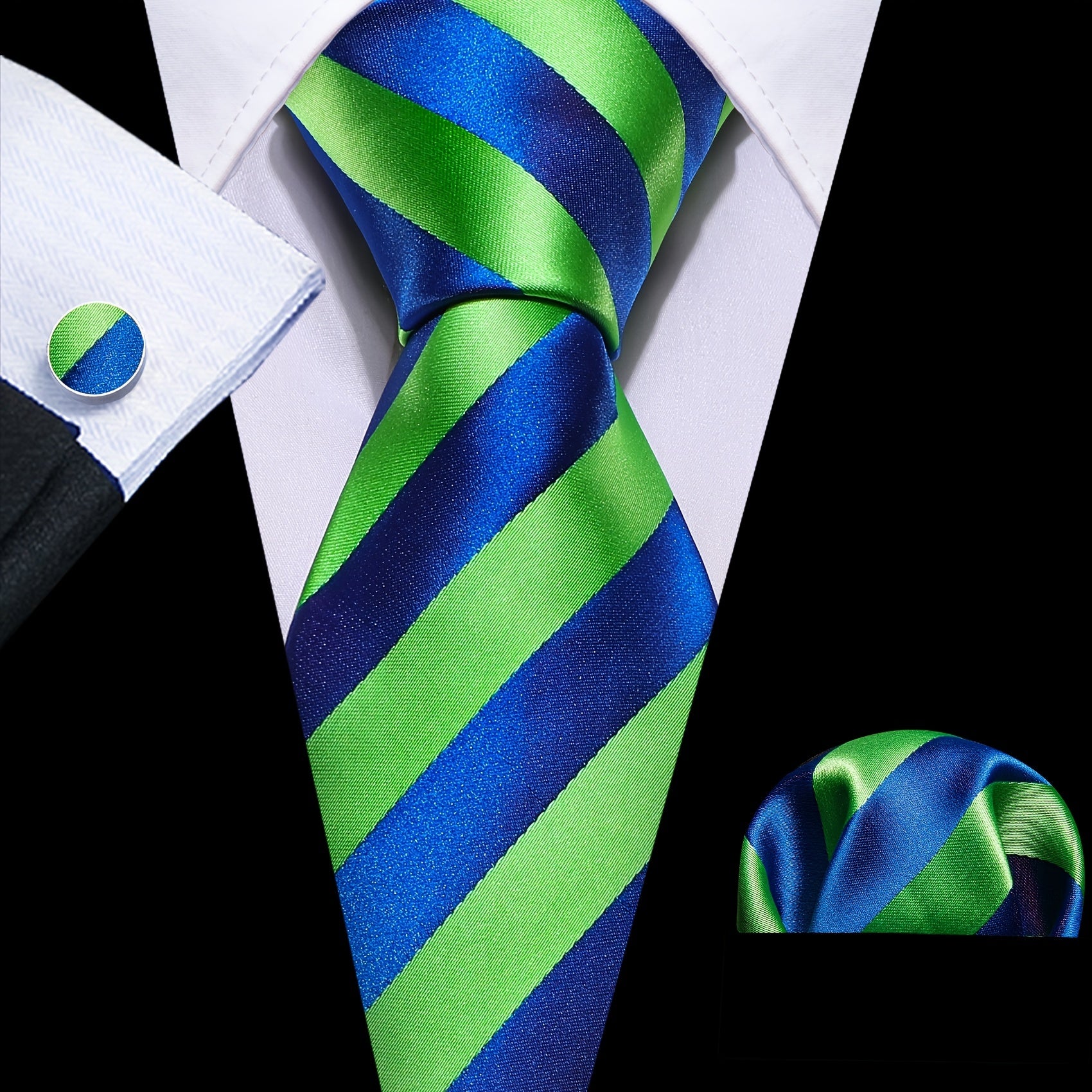 Barry Wang Wide Striped Tie Set for Evening Performances