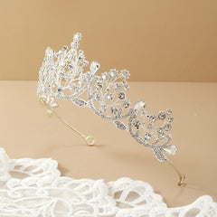 Silvery Crystal Headband Rhinestone Crown Princess Tiara Hair Accessory