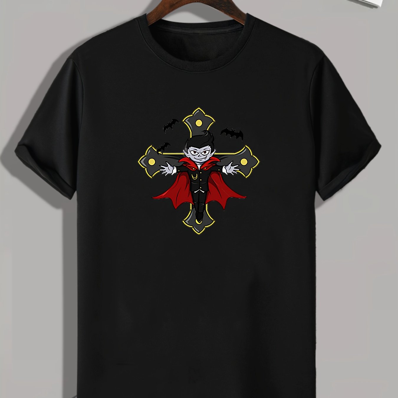 Cartoon Boy On Cross Print Men's Graphic T-shirt