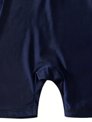 Boys Short Sleeve Zipper One Piece Swimsuit