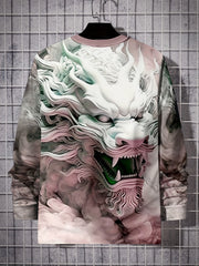 Dragon 3d Print Men's Long Sleeve Tee For Autumn