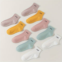 10 Pairs Letter Print Sports Short Socks Women's Stockings