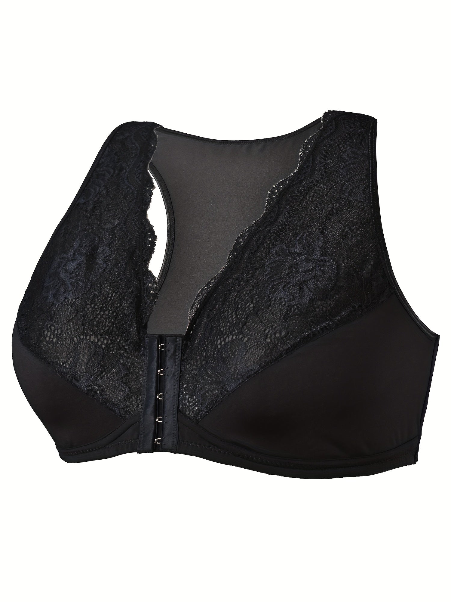 3 Pack Plus Size Front Closure Racer Back Lace Bra Set