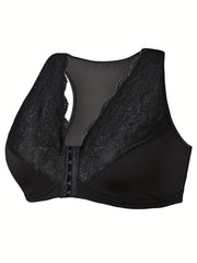 3 Pack Plus Size Front Closure Racer Back Lace Bra Set
