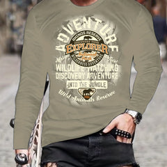 Vintage 'EXPLORER' Letters Print Men's Graphic Round Neck T-shirt