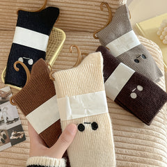 Eye Pattern Embroidered Socks - Women's Mid Tube Stockings
