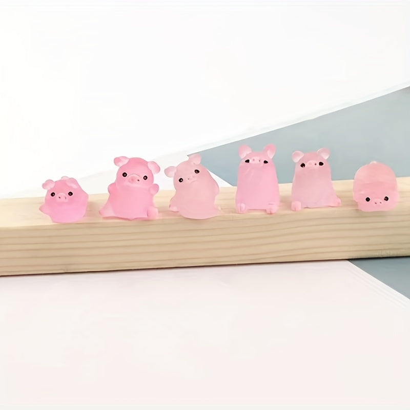 6pcs Glow Dark Piglet Garden Decoration Outdoor Home Holiday Decor