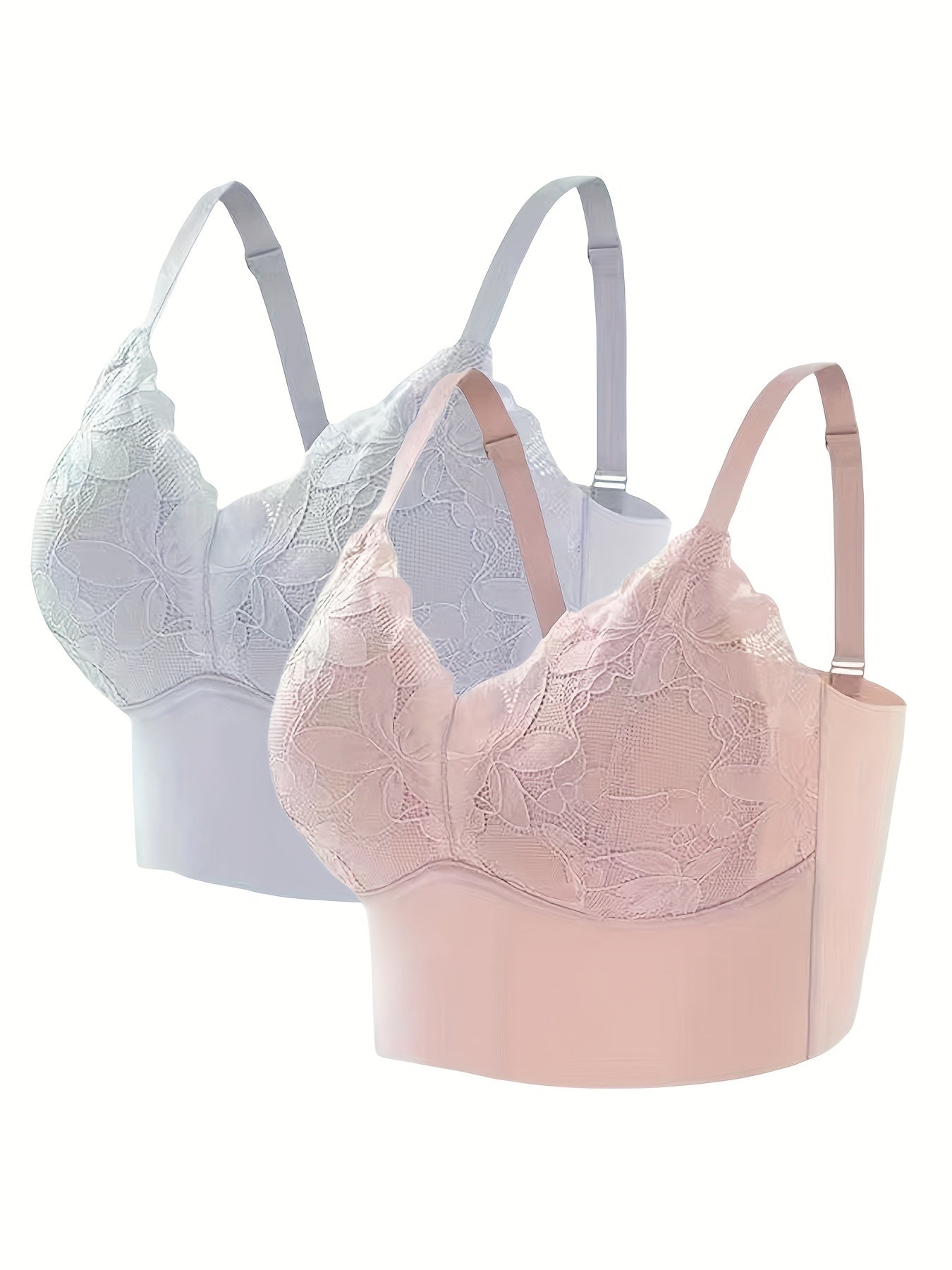 2pcs Lace Push Up Bras Wireless Comfortable Women's Lingerie